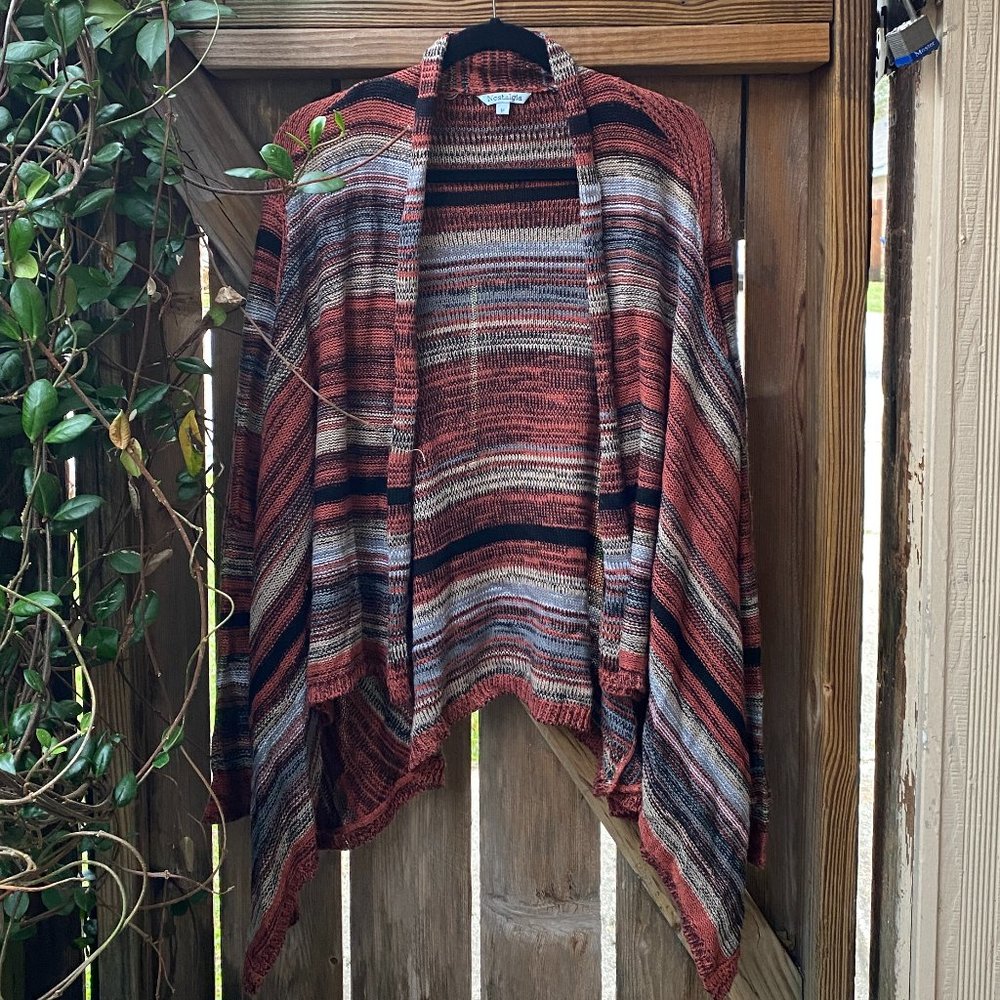 Nostalgia Striped Knit Open Front Cardigan